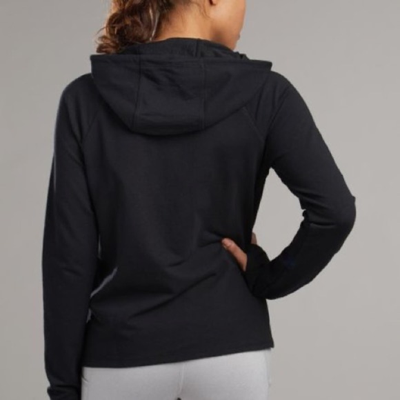 Reebok Metro Popover Cropped Hoodie Pullover Sweatshirt Black White Size XS - Picture 8 of 8